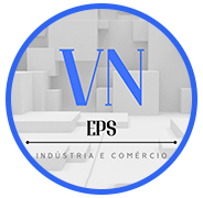 Uma logotipo da VN industria, circulo com nome VN embaixo está escrito EPS tudo está no centro e embaixo um risco e embaixo está escrito indústria e comércio